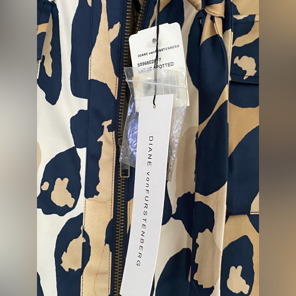 Diane von Furstenberg DVF Skirt Silk Pencil Leopard Print Sand/Navy NWT size 8 - Picture 6 of 12